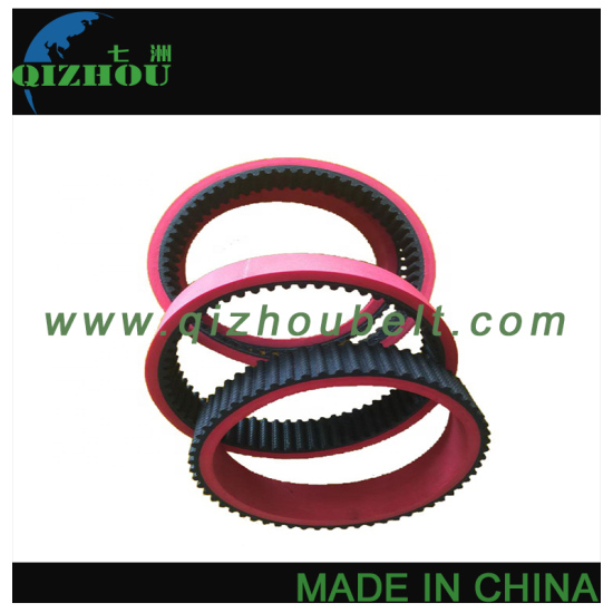 Black PU Timing Belt With Customized Red Rubber - Click Image to Close