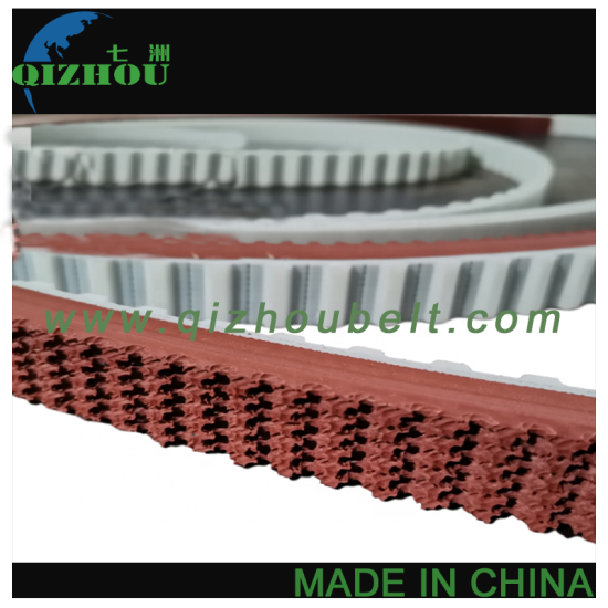 H Type PU Industrial Timing Belt With Rough Surface Red Rubber Half Coating - Click Image to Close