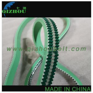 HTD5M PU Timing Belt With PAZ & Green Foam Coating & Transparent Tape Added In Middle Of Tooth