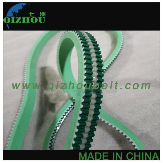 HTD5M PU Timing Belt With PAZ & Green Foam Coating & Transparent Tape Added In Middle Of Tooth - Click Image to Close