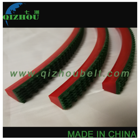 Red PU Polyurethane Super Grip V Belt With Top Green PVC Vee Corrugated - Click Image to Close