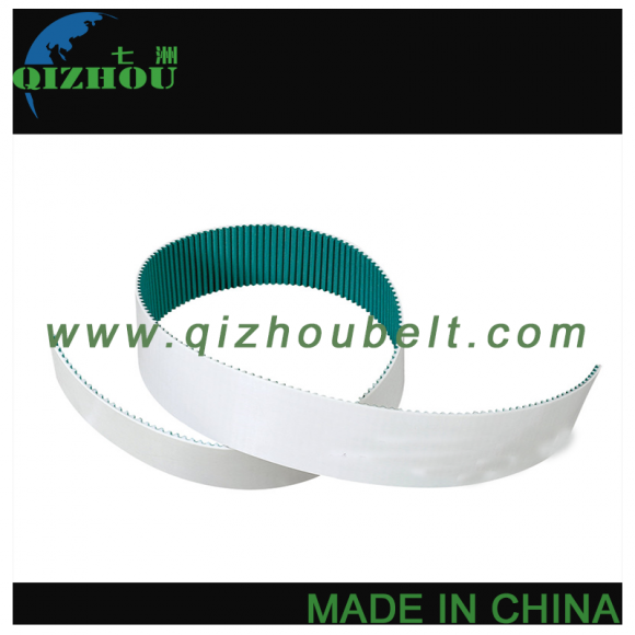 White PU STD 5M Timing Belt With Green Cloth On Teeth