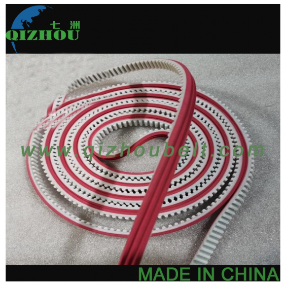 White PU Timing Belt HTD5M With Special Mould Red Rubber Coating